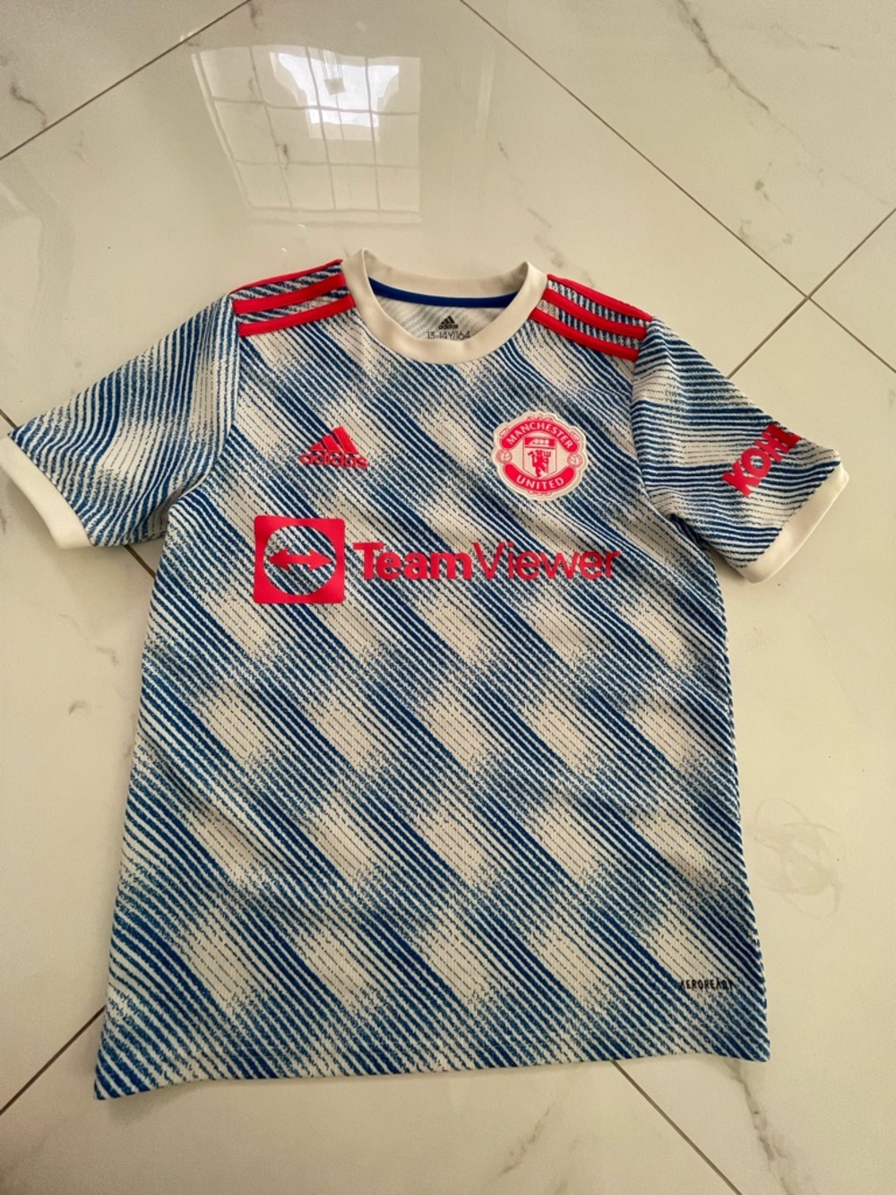 Manchester United Blue White and Red Jersey ADIDAS jersey for 13-14 years old